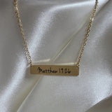 Matthew 19:26 Gold Bar Necklace
