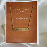 Matthew 28:20 Gold Bar Necklace