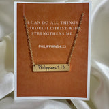 Philippians 4:13 Gold Bar Necklace