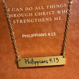 Philippians 4:13 Gold Bar Necklace