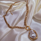 Hailey Pearl drop 18K gold plated Cuban Necklace