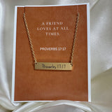 Proverbs 17:17 Gold Bar Necklace