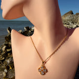 Infinity clover stone necklace 18K GP
