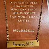 Proverbs 31:10 Gold Bar Necklace