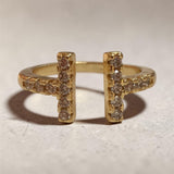18K GP TBand CZ Ring Adjustable