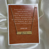 John 3:16 gold bar necklace
