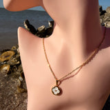 White circle clover 18K GP