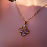 Infinity clover stone necklace 18K GP