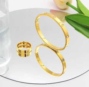 CZ stone 18k bangle (gold silver)