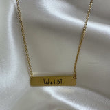 Luke 1:37 Gold Bar Necklace