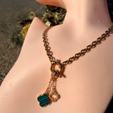Green clover charm necklace 18”