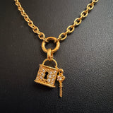 Ophelia charm necklace with Pave Lock & key charm