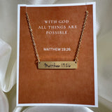 Matthew 19:26 Gold Bar Necklace
