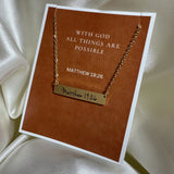Matthew 19:26 Gold Bar Necklace