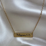 Philippians 4:13 Gold Bar Necklace