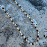 Natural Tiger eye with fresh water pearl necklace