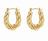 Textured loop earrings 18K GOLD PLATED STEEL