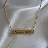 Matthew 28:20 Gold Bar Necklace