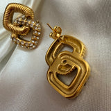 Christine Interlocked loops white crystal studs earrings