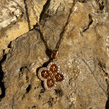 Four-leaf Clover embossed CZ 18K GP