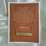 Jeremiah 29:11 gold bar necklace