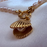 Freshwater pearl seashell  inlay 18k gold plated