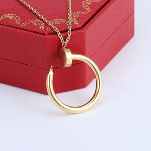 Round nail necklace in gold & silver